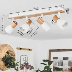 Plafonnier Kouek Ecru, Blanc, 4 Lumieres