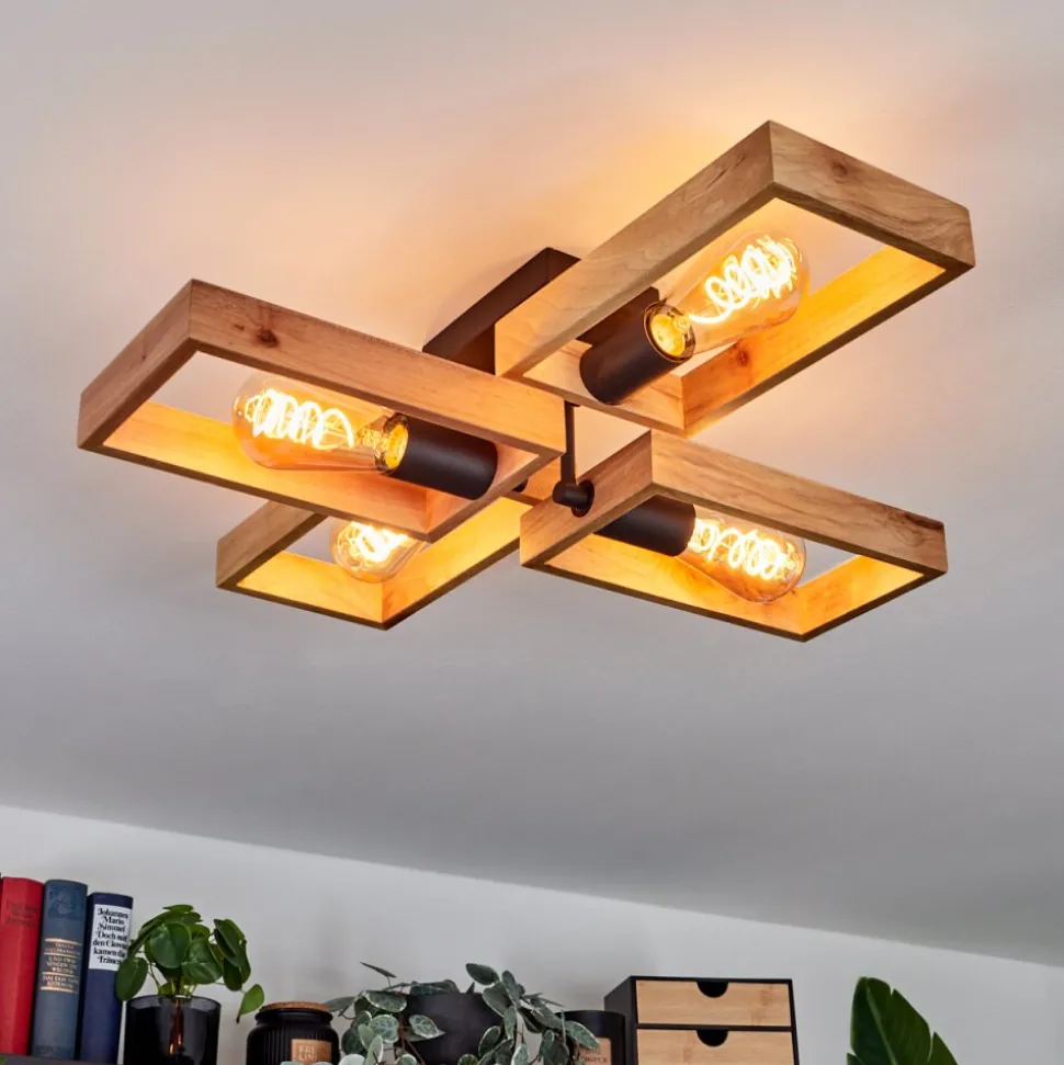 Plafonnier Kouk Ecru, Noir, 4 Lumieres