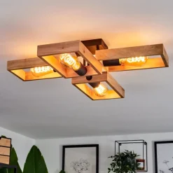 Plafonnier Kouk Ecru, Noir, 4 Lumieres