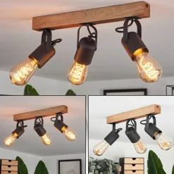 Plafonnier Kouk Ecru, Noir, 3 Lumieres