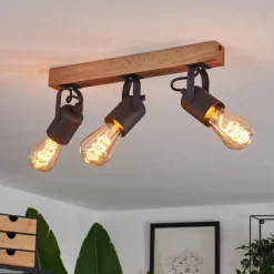 Plafonnier Kouk Ecru, Noir, 3 Lumieres