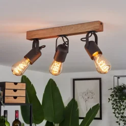 Plafonnier Kouk Ecru, Noir, 3 Lumieres