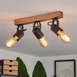 Plafonnier Kouk Ecru, Noir, 3 Lumieres