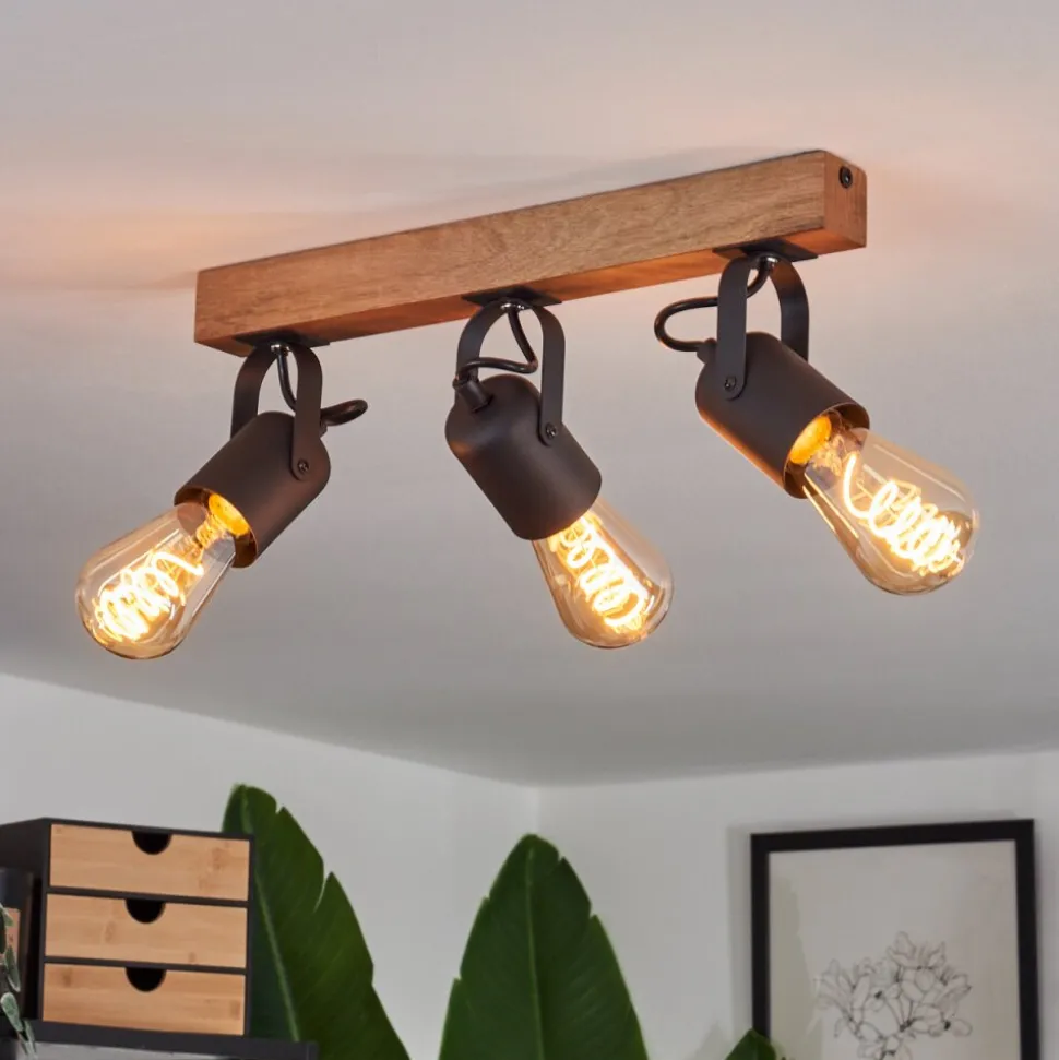 Plafonnier Kouk Ecru, Noir, 3 Lumieres