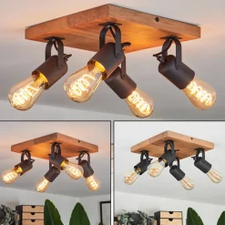 Plafonnier Kouk Ecru, Noir, 4 Lumieres