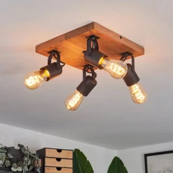 Plafonnier Kouk Ecru, Noir, 4 Lumieres