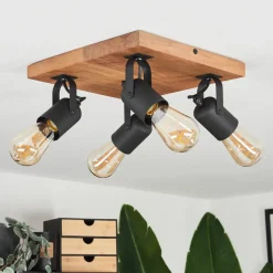 Plafonnier Kouk Ecru, Noir, 4 Lumieres