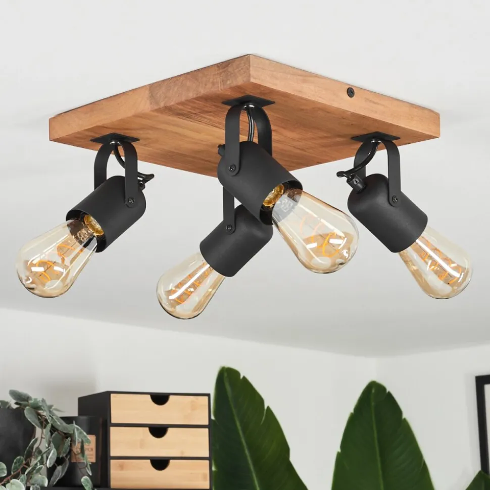 Plafonnier Kouk Ecru, Noir, 4 Lumieres