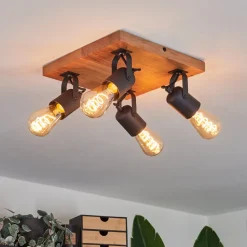 Plafonnier Kouk Ecru, Noir, 4 Lumieres