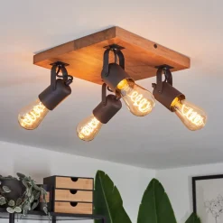 Plafonnier Kouk Ecru, Noir, 4 Lumieres