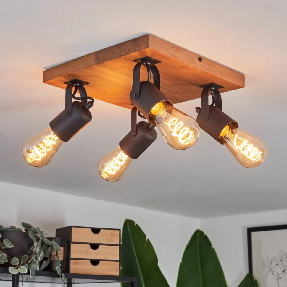 Plafonnier Kouk Ecru, Noir, 4 Lumieres