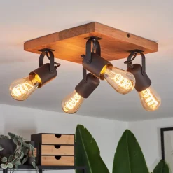 Plafonnier Kouk Ecru, Noir, 4 Lumieres