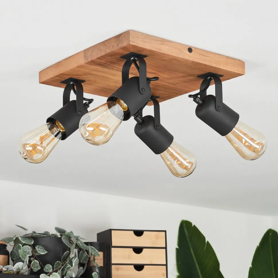 Plafonnier Kouk Ecru, Noir, 4 Lumieres