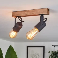Plafonnier Kouk Ecru, Noir, 2 Lumieres