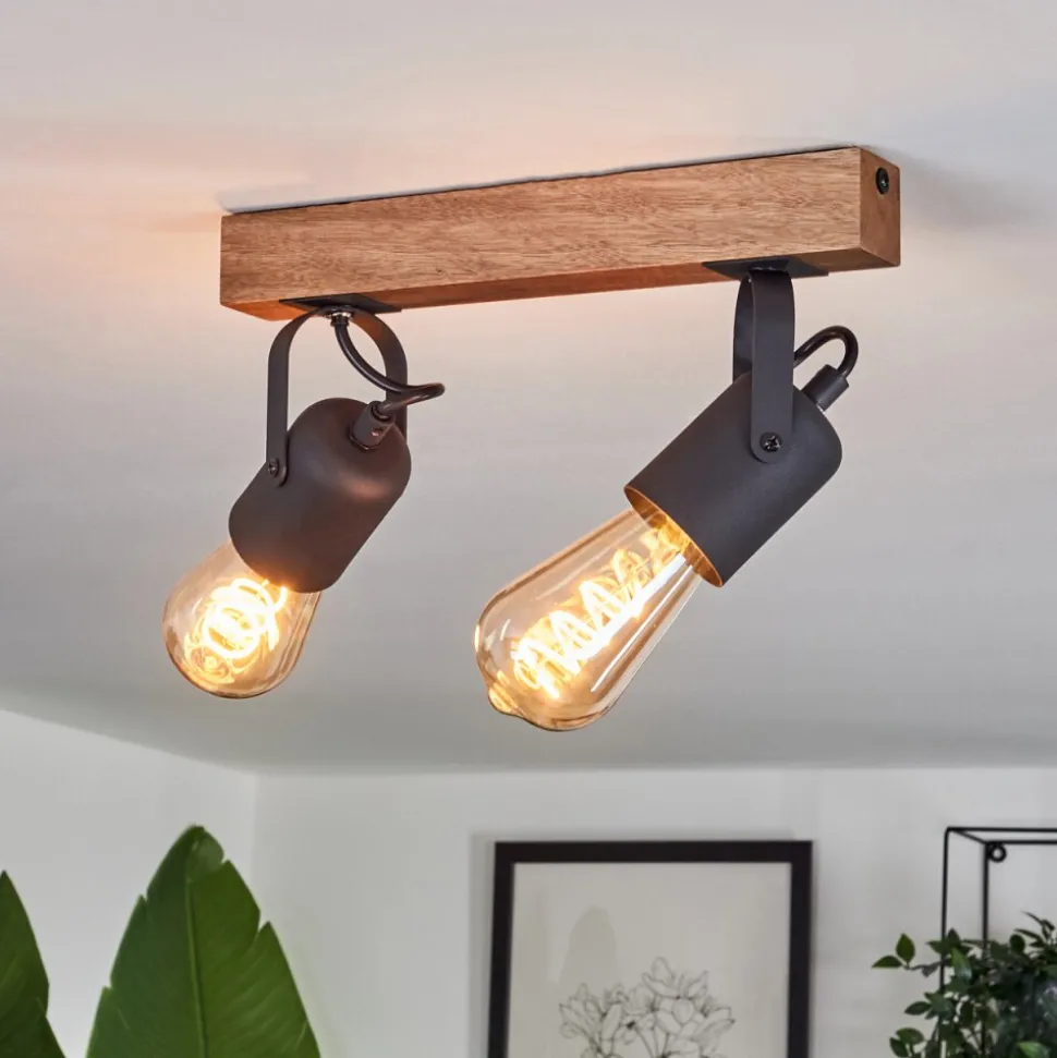 Plafonnier Kouk Ecru, Noir, 2 Lumieres