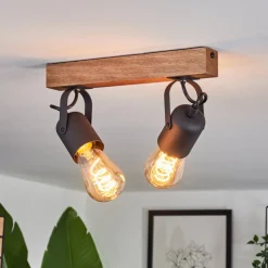Plafonnier Kouk Ecru, Noir, 2 Lumieres