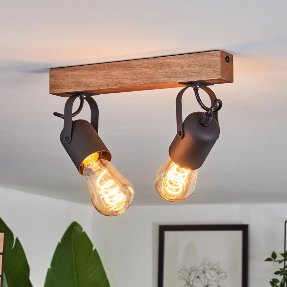 Plafonnier Kouk Ecru, Noir, 2 Lumieres