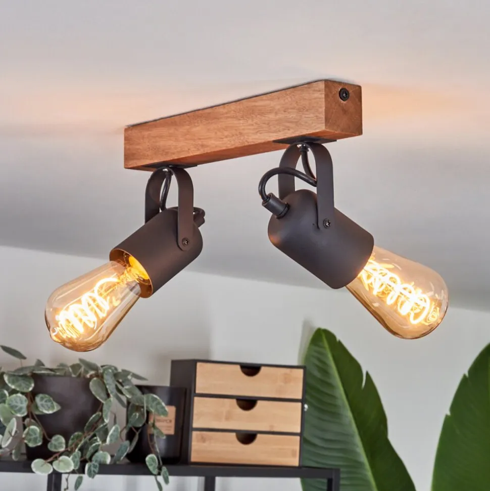 Plafonnier Kouk Ecru, Noir, 2 Lumieres