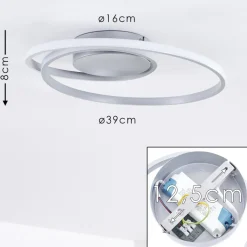 Plafonnier Leksund Led Argente, 1 Lumiere