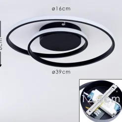 Plafonnier Leksund Led Noir, 1 Lumiere