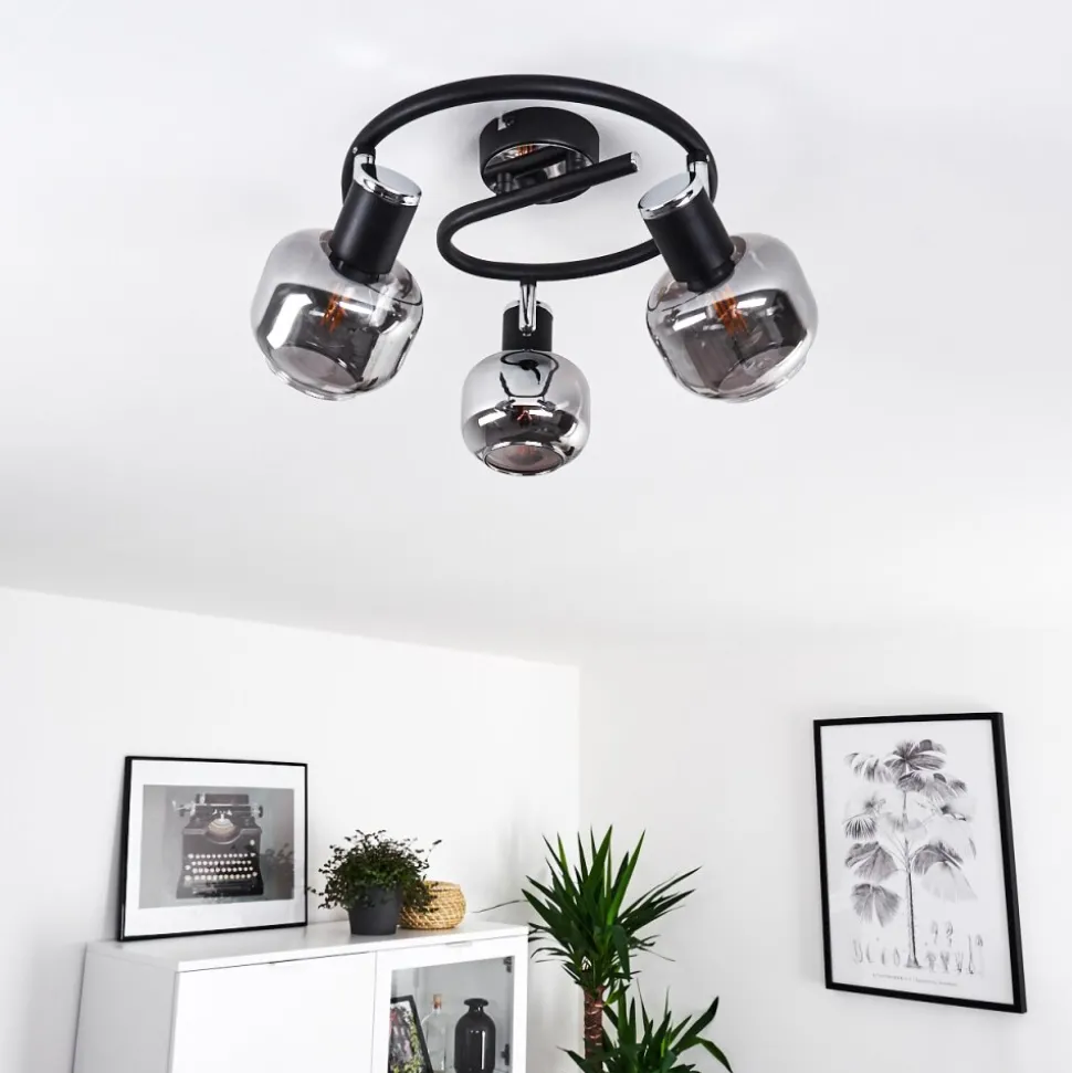 Plafonnier Lexington Chrome, Noir, 3 Lumieres
