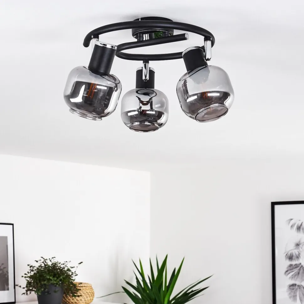 Plafonnier Lexington Chrome, Noir, 3 Lumieres