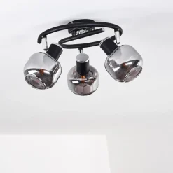 Plafonnier Lexington Chrome, Noir, 3 Lumieres