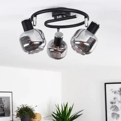 Plafonnier Lexington Chrome, Noir, 3 Lumieres
