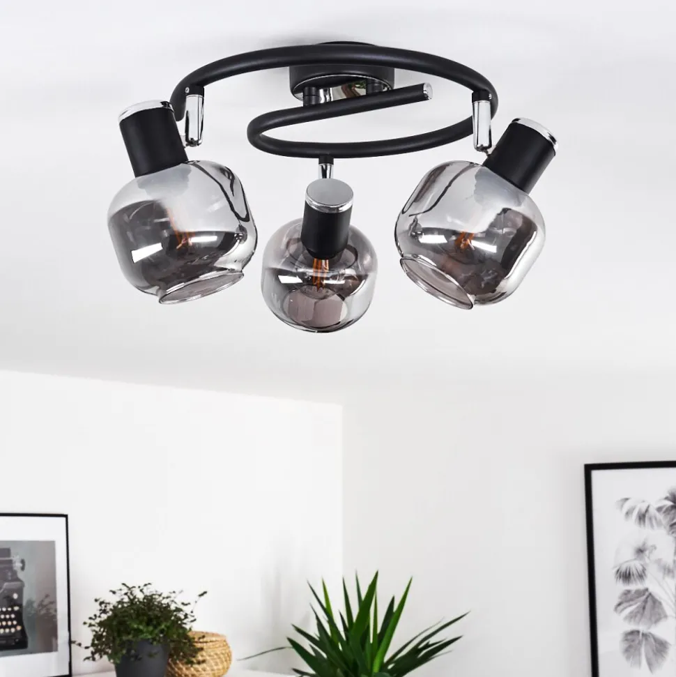 Plafonnier Lexington Chrome, Noir, 3 Lumieres