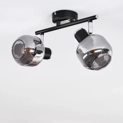 Plafonnier Lexington Chrome, Noir, 2 Lumieres