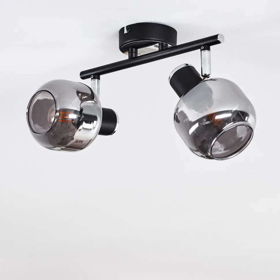 Plafonnier Lexington Chrome, Noir, 2 Lumieres