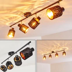 Plafonnier Liared Noir, 4 Lumieres