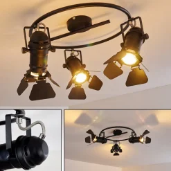 Plafonnier Lichinga Noir, 3 Lumieres