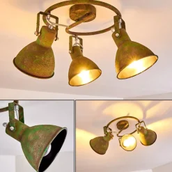 Plafonnier Lisele Vert, Rouille, 3 Lumieres
