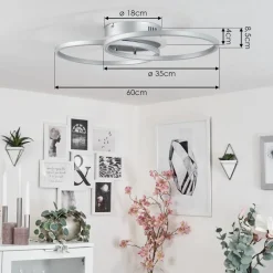 Plafonnier Lithgow Led Argente, 2 Lumieres, Telecommandes, Changeur De Couleurs