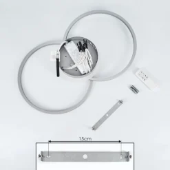 Plafonnier Lithgow Led Argente, 2 Lumieres, Telecommandes, Changeur De Couleurs