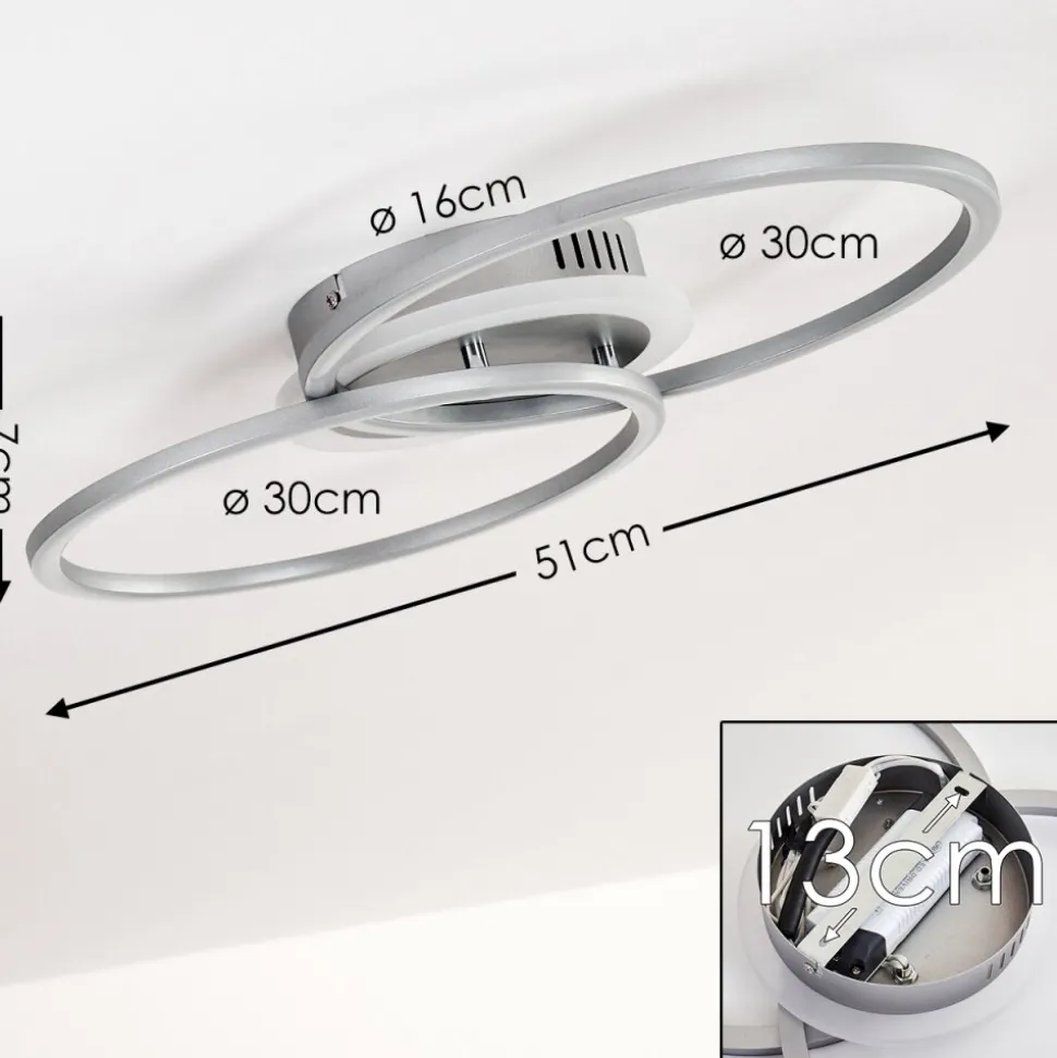Plafonnier Lithgow Led Argente, 1 Lumiere