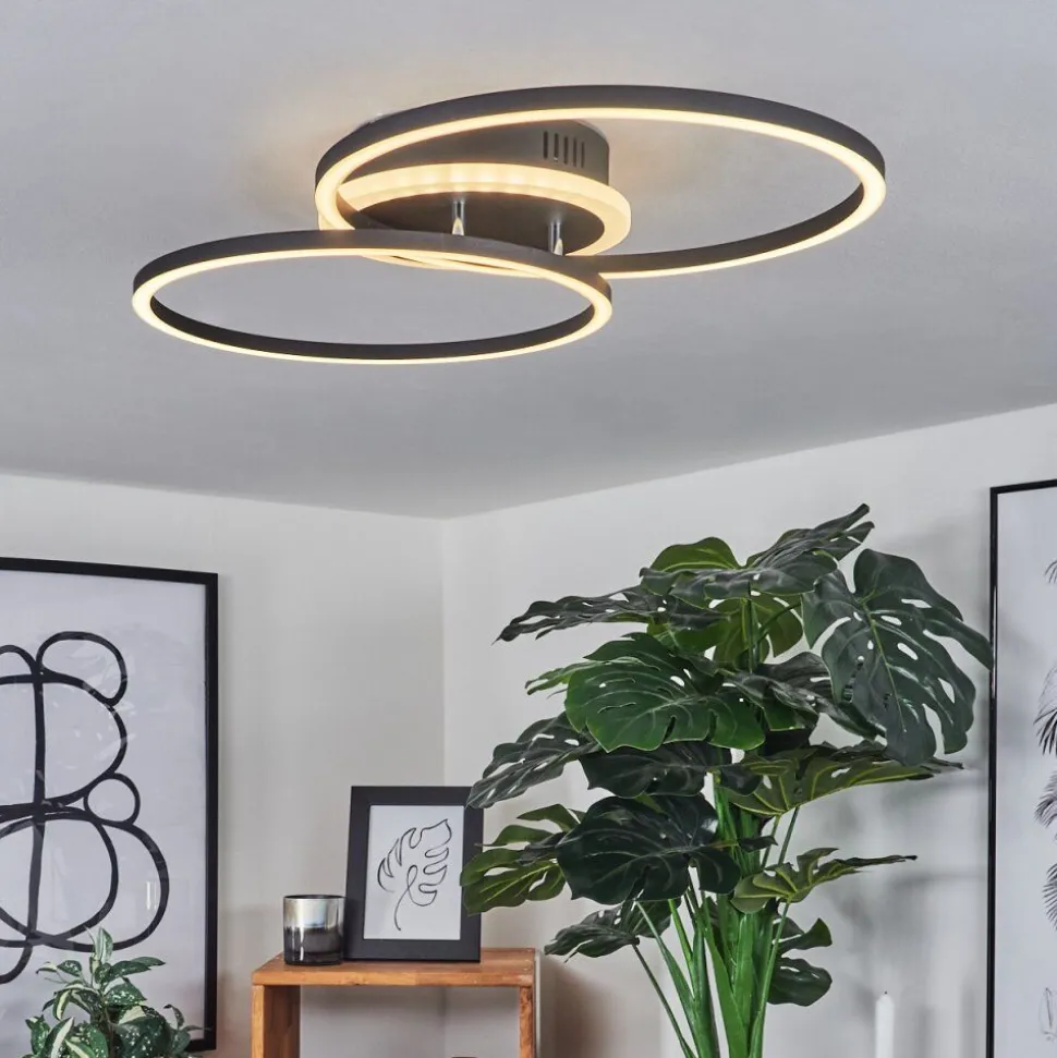 Plafonnier Lithgow Led Noir, 2 Lumieres, Telecommandes, Changeur De Couleurs