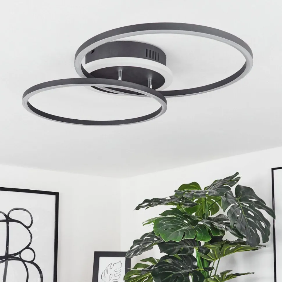 Plafonnier Lithgow Led Noir, 2 Lumieres, Telecommandes, Changeur De Couleurs