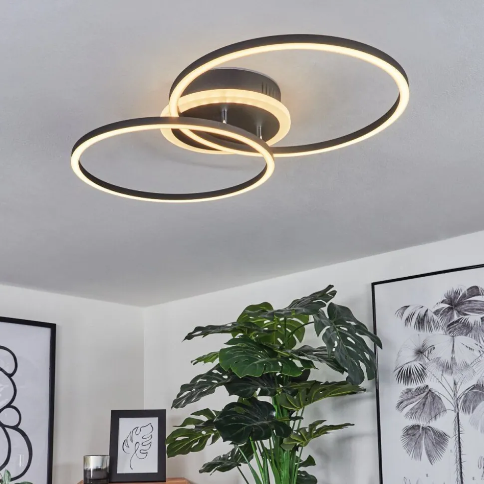 Plafonnier Lithgow Led Noir, 2 Lumieres, Telecommandes, Changeur De Couleurs