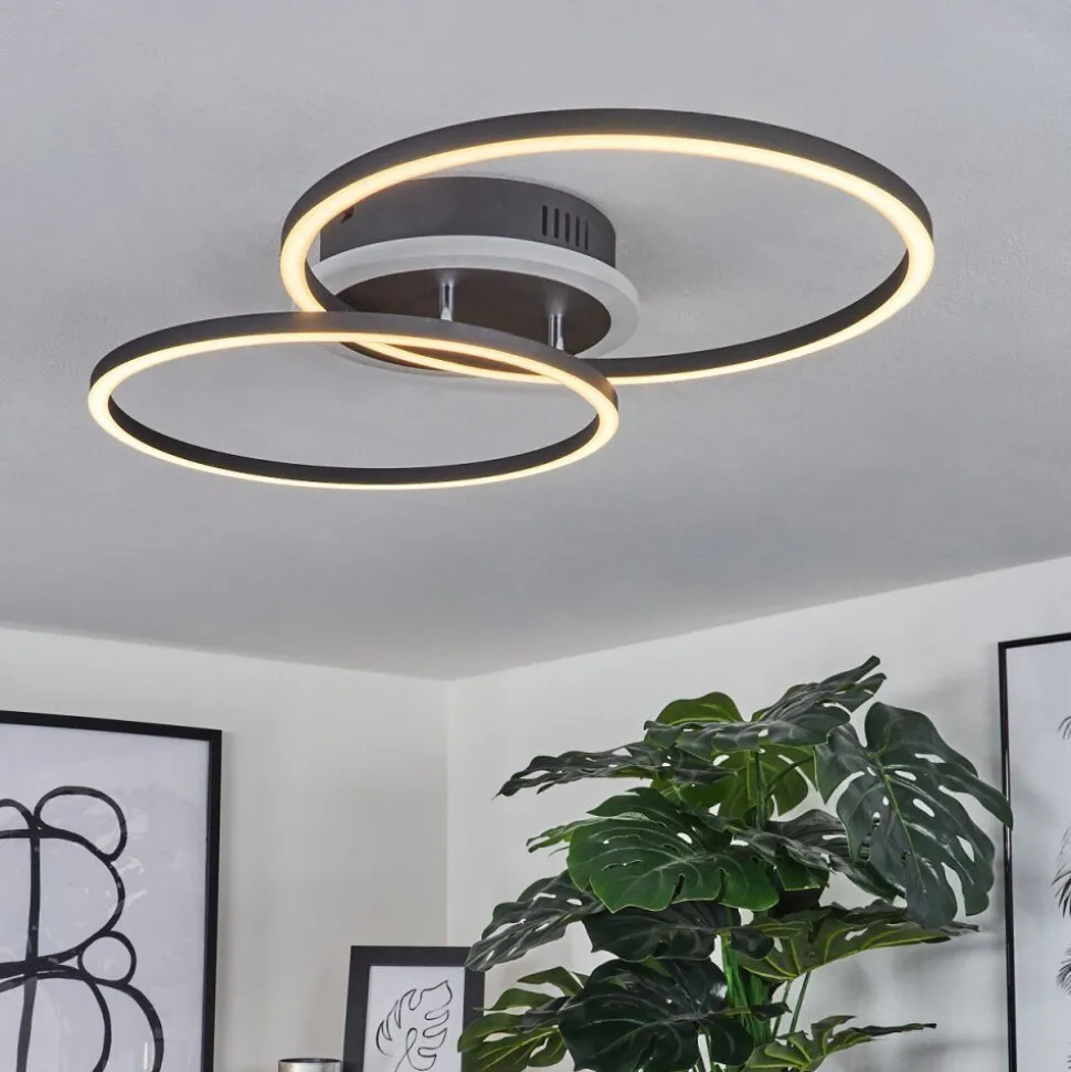 Plafonnier Lithgow Led Noir, 2 Lumieres, Telecommandes, Changeur De Couleurs