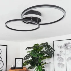 Plafonnier Lithgow Led Noir, 2 Lumieres, Telecommandes, Changeur De Couleurs