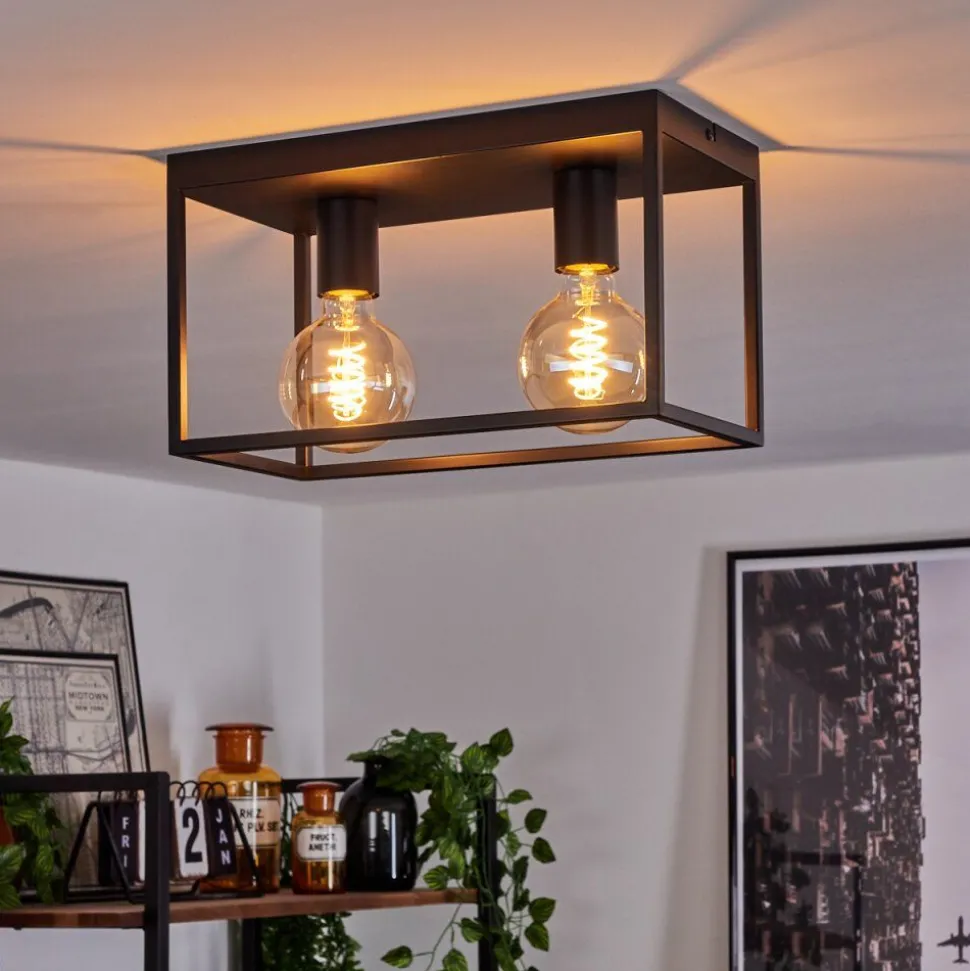 Plafonnier Malao Noir, 2 Lumieres