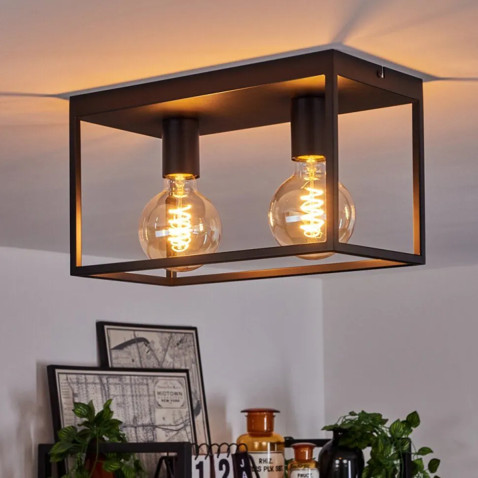 Plafonnier Malao Noir, 2 Lumieres