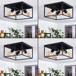 Plafonnier Malao Noir, 4 Lumieres
