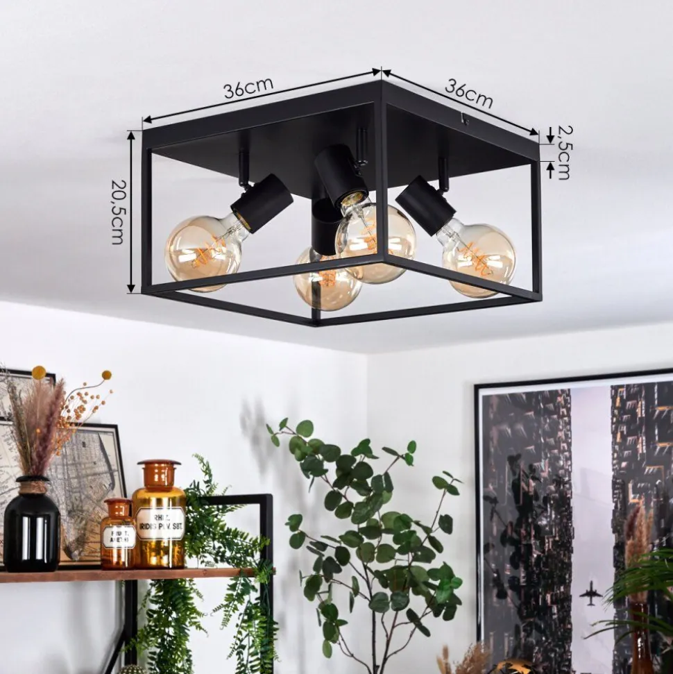 Plafonnier Malao Noir, 4 Lumieres