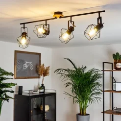 Plafonnier Maracambo Bois Fonce, Noir, 4 Lumieres