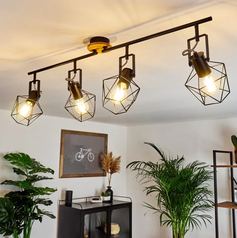 Plafonnier Maracambo Bois Fonce, Noir, 4 Lumieres