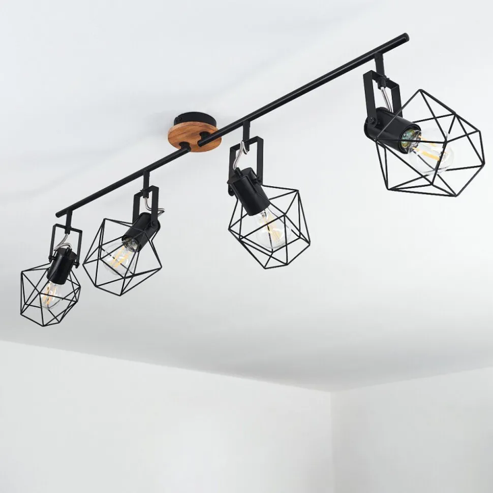 Plafonnier Maracambo Bois Fonce, Noir, 4 Lumieres