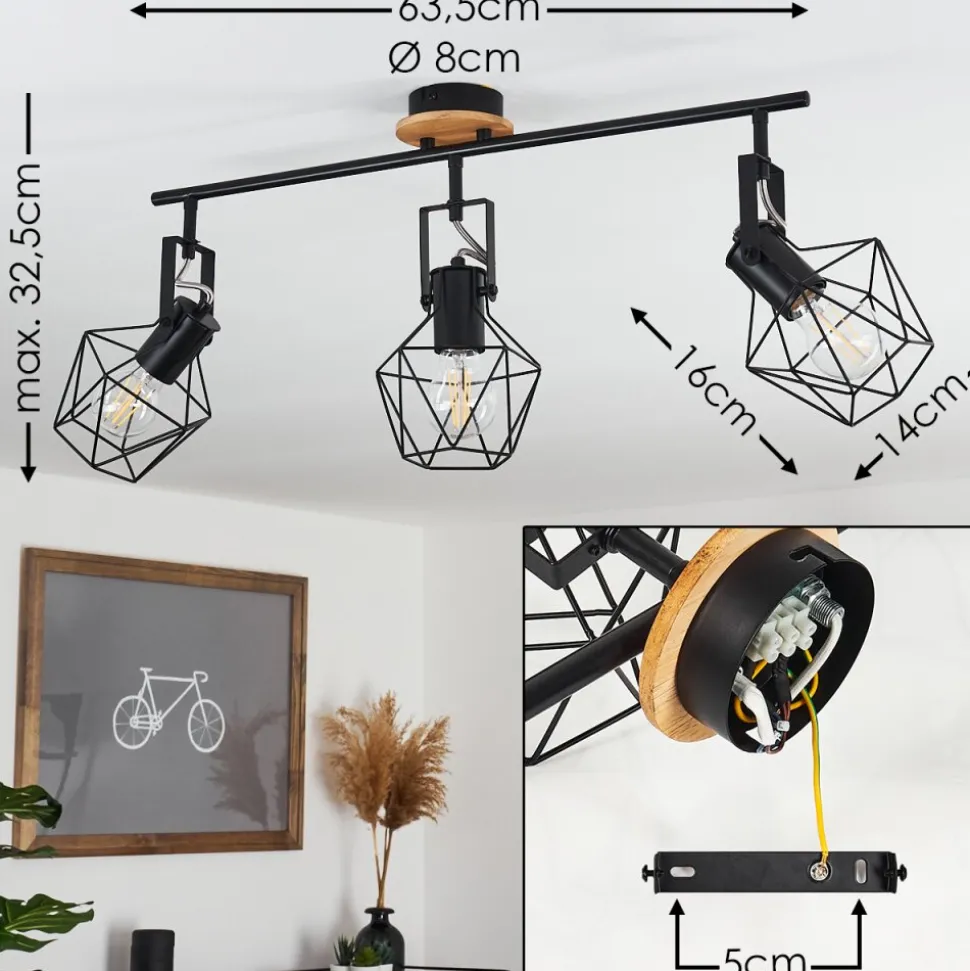 Plafonnier Maracambo Bois Fonce, Noir, 3 Lumieres